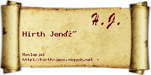 Hirth Jenő névjegykártya